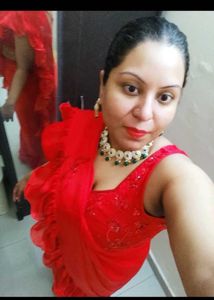 Elegant Red Ruffle Saree Made to Order