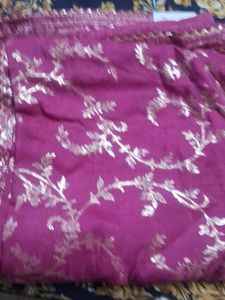 Elegant Pink Dress Material with Gold Print