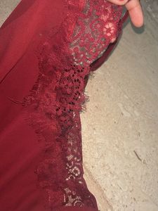 Burgundy Lace Trim Cami Top