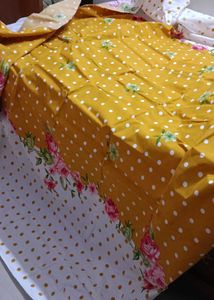 Yellow Floral Polka Dot Bedsheet Set