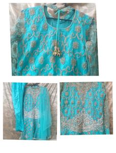 Aqua Embroidered Salwar Kameez