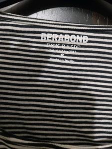 Striped scoop neck ribbed top