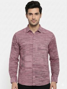 Men's Textured Maroon Full Sleeve Shirt