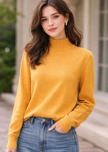 Mustard Yellow Knit Turtleneck Sweater