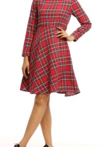 Charming Red Plaid Fit & Flare Dress