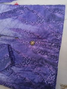 Quilted Purple Ombre Jacket with Faux Fur Collar