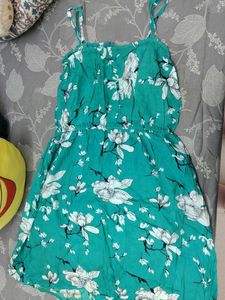Teal Floral Print Summer Dress