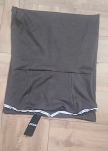Strapless Lace Trim Back Zip Split Thigh Dress