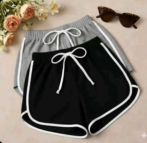 black and grey combo shorts set