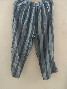 Blue Striped Wide Leg Pants