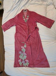 Rose Pink Floral Embroidered Velvet Gown