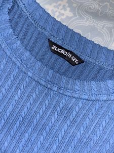 Cozy Blue Textured Long Sleeve Top