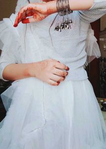 Elegant White Sequined Lehenga Set