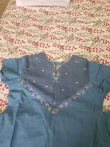 Teal Paisley Print  and blue cotton kurtas
