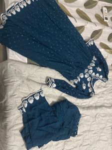 blue Embroidered Kurta Set