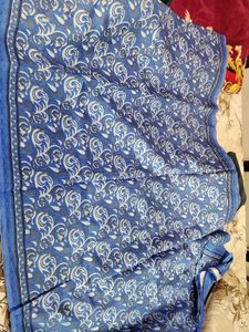 Blue Paisley Print Saree