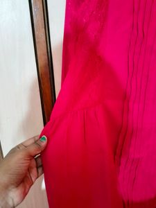 Pleated Detail Lace Inserted Top