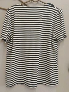 Chic Striped Top with Black Ruffl...