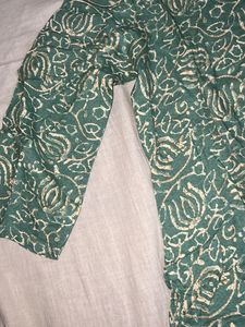 Green Block Print Kurta