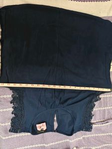Chic Navy Blue Lace Trim Top