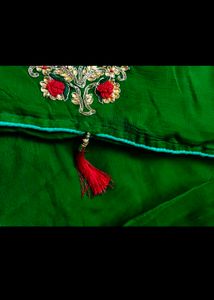 Elegant Green Embroidered Saree