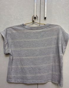 Grey Smiley Face Cropped T-Shirt