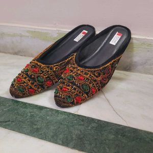 Embroidered Flat Mules