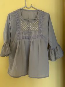 Embellished Grey Tunic Top