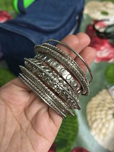 Elegant Silver Bangles Set