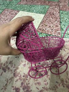 Metal Pink Wire Baby Stroller Decor
