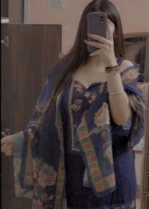 Beautiful Blue Floral Dress Material