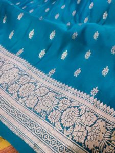 Beautiful Teal Banarasi Silk Saree