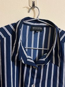 Men's Navy Striped Button-Down Shirt