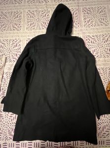 Classic Black Duffle Coat with Toggle Closures