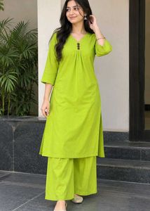 Vibrant Green Cotton Kurta Set