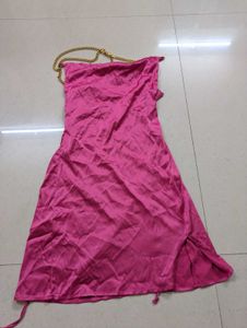 Shein Party Dress satin with slit gold chain