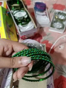 Green Stone Bangles Set 2.8