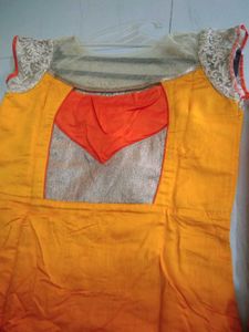 Yellow Kurta Set with Orange Dupatta