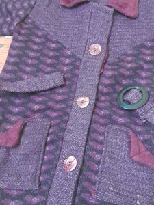 Almost new Purple Knitted woolen Jacket with Belt