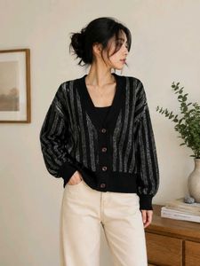 Striped Button-Up Cardigan