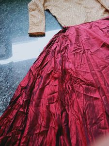 Red Silk Maxi Skirt