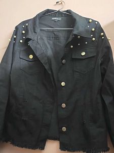 Black Pearl Embellished Denim Jacket