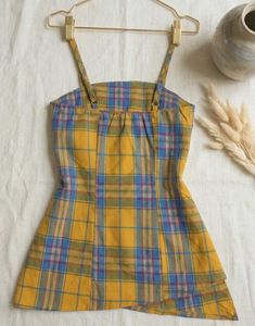 ✨ Sun-Drenched Plaid Asymmetric Cami✨