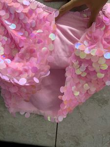 lulu and sky Pink Embellished Shell/Sequin skirt