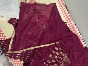Burgundy Embellished Anarkali Dress
