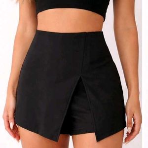 Black Slit-Front Shorts