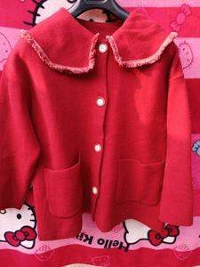 Korean Red Fringed Collar Can't