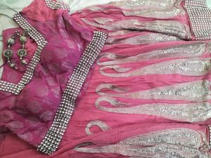 Stunning Pink Embroidered Lehenga Choli Set