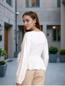 Shein Elegant White Wrap Top