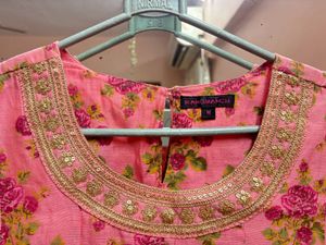 Elegant Pink Floral Kurta with Embellishments